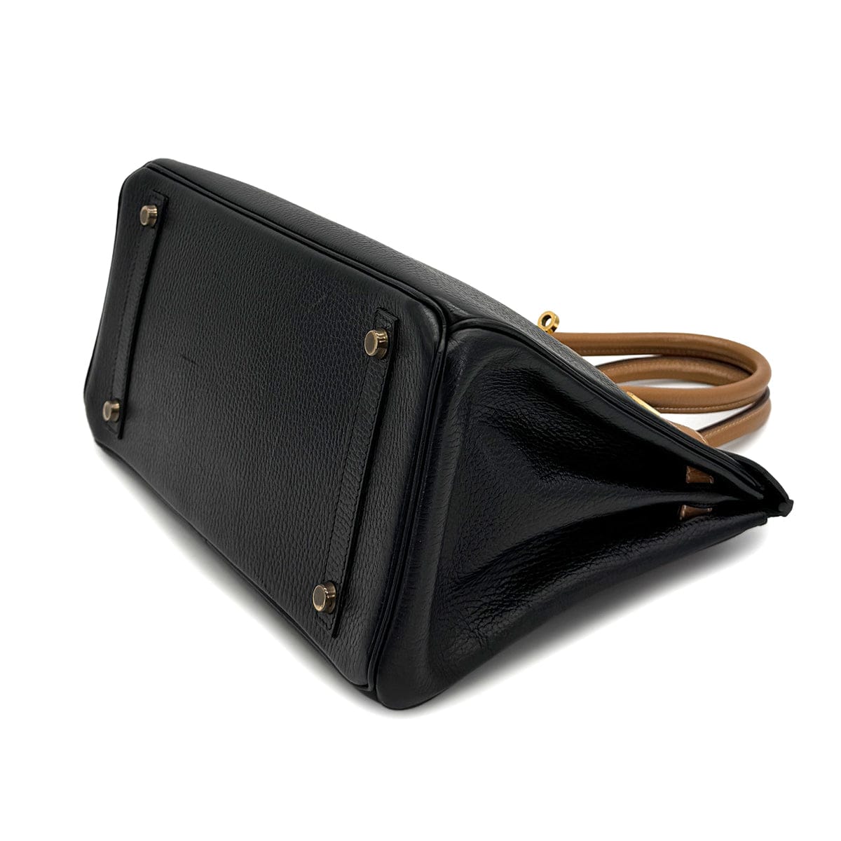 Luxury Promise Japan HERMES BIRKIN 30 BLACK NATUREL ARDENNES HAND BAG 1995 CIRCLE Y GOLD HARDWARE 90322922