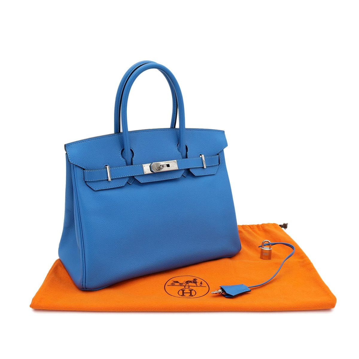 Luxury Promise Japan HERMES BIRKIN 30 BLUE FRANCE COUCHEVEL HAND BAG □F PHW 90303610