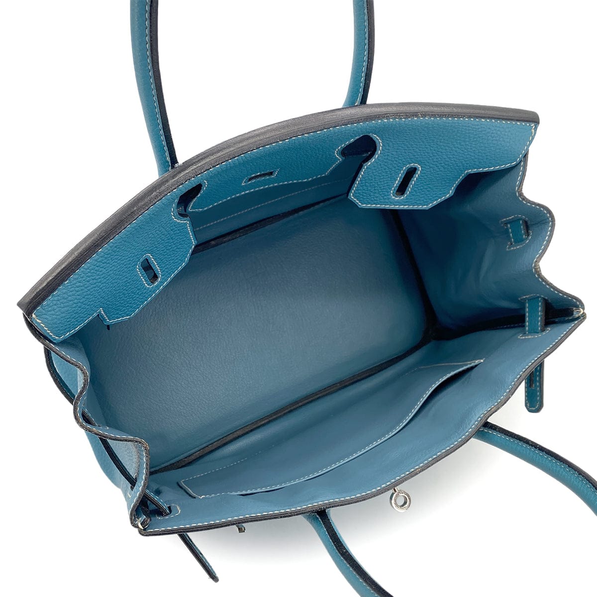 Luxury Promise Japan HERMES BIRKIN 30 BLUE JEAN TOGO HAND BAG 2004 SQUARE H PALLADIUM HARDWARE 90311970