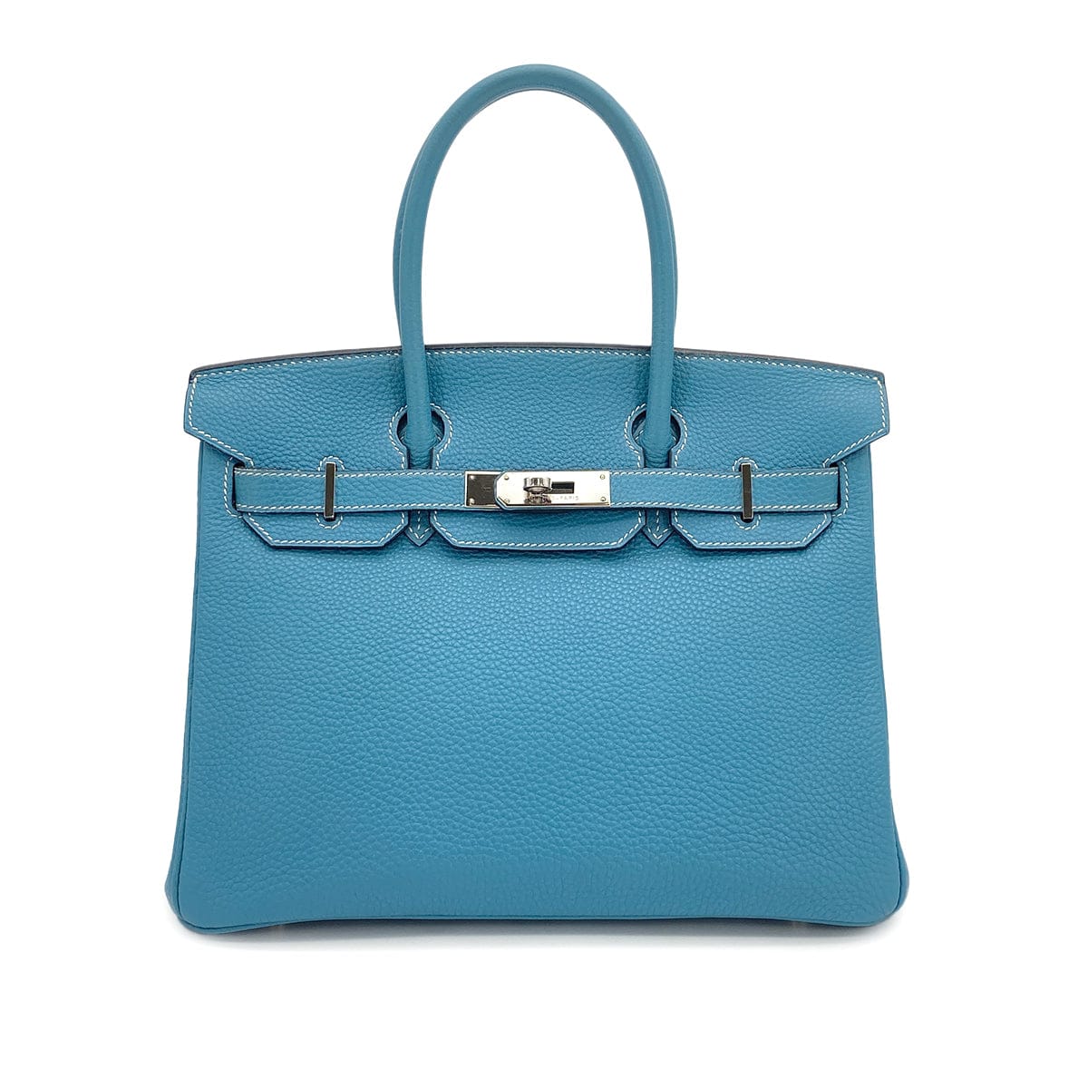 Luxury Promise Japan HERMES BIRKIN 30 BLUE JEAN TOGO HAND BAG 2004 SQUARE H PALLADIUM HARDWARE 90311970