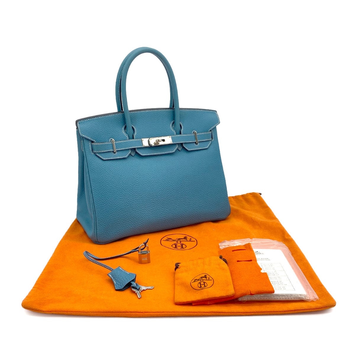 Luxury Promise Japan HERMES BIRKIN 30 BLUE JEAN TOGO HAND BAG 2004 SQUARE H PALLADIUM HARDWARE 90311970