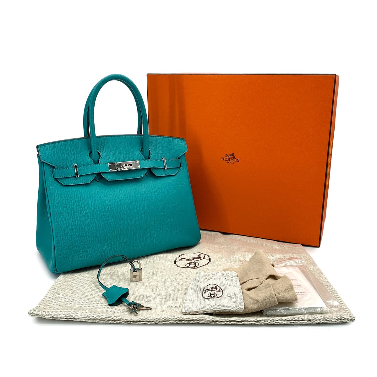 Luxury Promise Japan HERMES BIRKIN 30 BLUE PAON VEAU EPSOM HAND BAG □P PALLADIUM HARDWARE 90308974