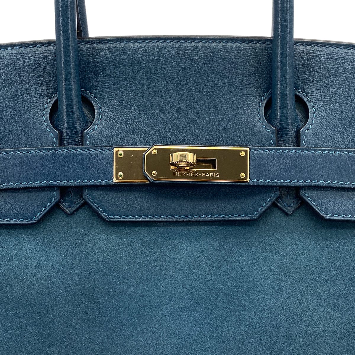 Luxury Promise Japan HERMES BIRKIN 30 BLUE THALASSA GRIZZLY DEBRIS HAND BAG 2012 SQUARE P GOLD HARDWARE 90319652