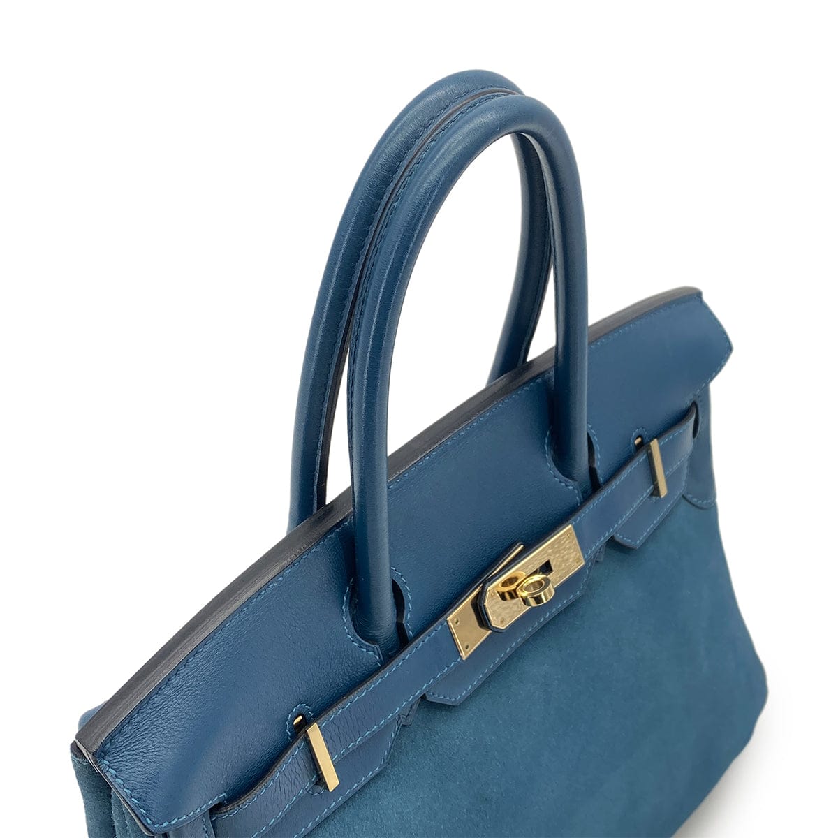Luxury Promise Japan HERMES BIRKIN 30 BLUE THALASSA GRIZZLY DEBRIS HAND BAG 2012 SQUARE P GOLD HARDWARE 90319652