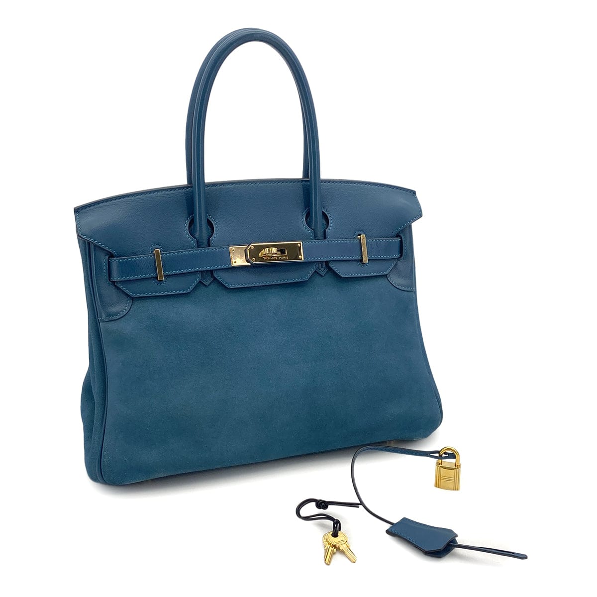 Luxury Promise Japan HERMES BIRKIN 30 BLUE THALASSA GRIZZLY DEBRIS HAND BAG 2012 SQUARE P GOLD HARDWARE 90319652
