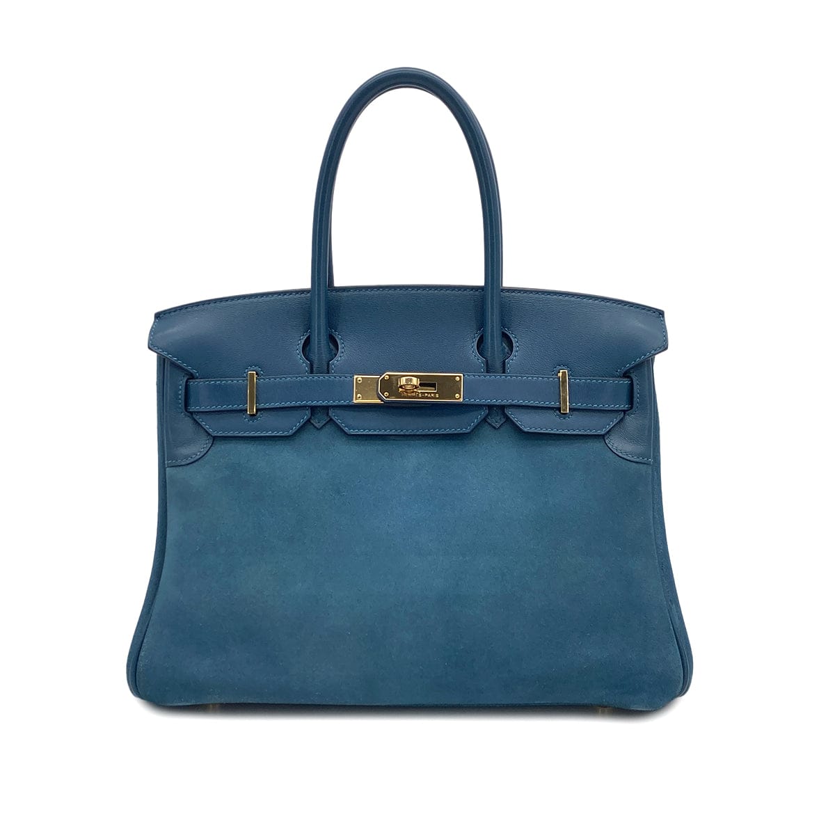 Luxury Promise Japan HERMES BIRKIN 30 BLUE THALASSA GRIZZLY DEBRIS HAND BAG 2012 SQUARE P GOLD HARDWARE 90319652