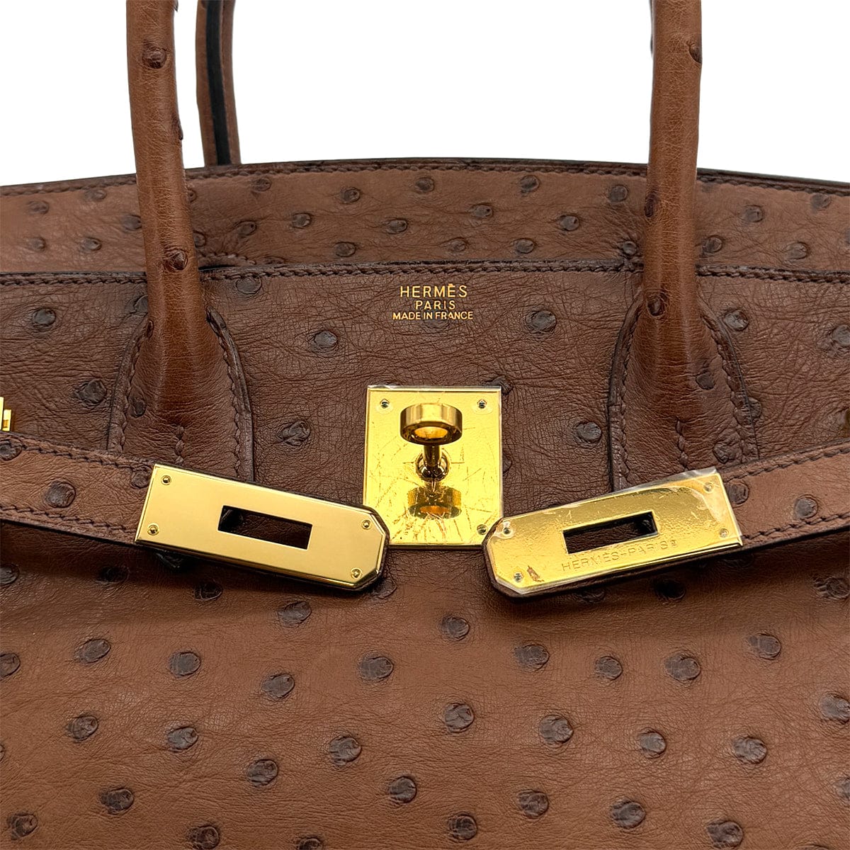 Luxury Promise Japan HERMES BIRKIN 30 CHESTNUT OSTRICH HAND BAG 2005 SQUARE I GOLD HARDWARE 90323975