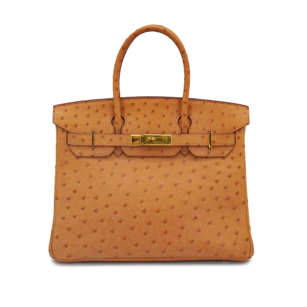 Luxury Promise Japan HERMES BIRKIN 30 CHESTNUT OSTRICH HAND BAG 2008 SQUARE L GOLD HARDWARE 90344566