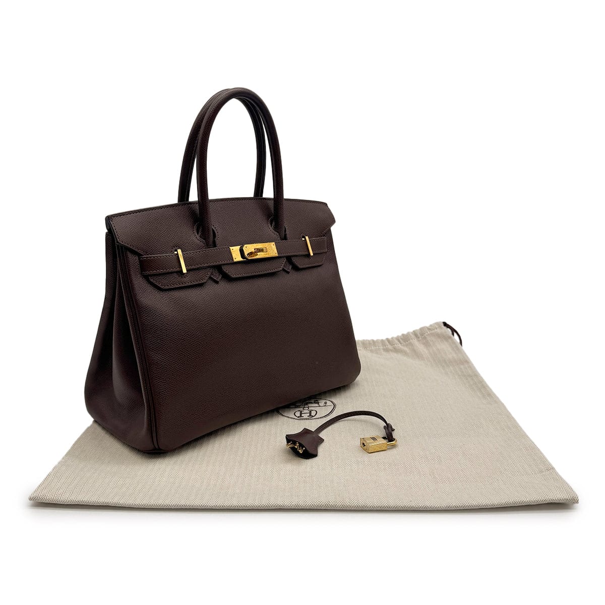 Luxury Promise Japan HERMES BIRKIN 30 EBENE VEAU EPSOM HAND BAG 2007 SQUARE K GOLD HARDWARE 90315626