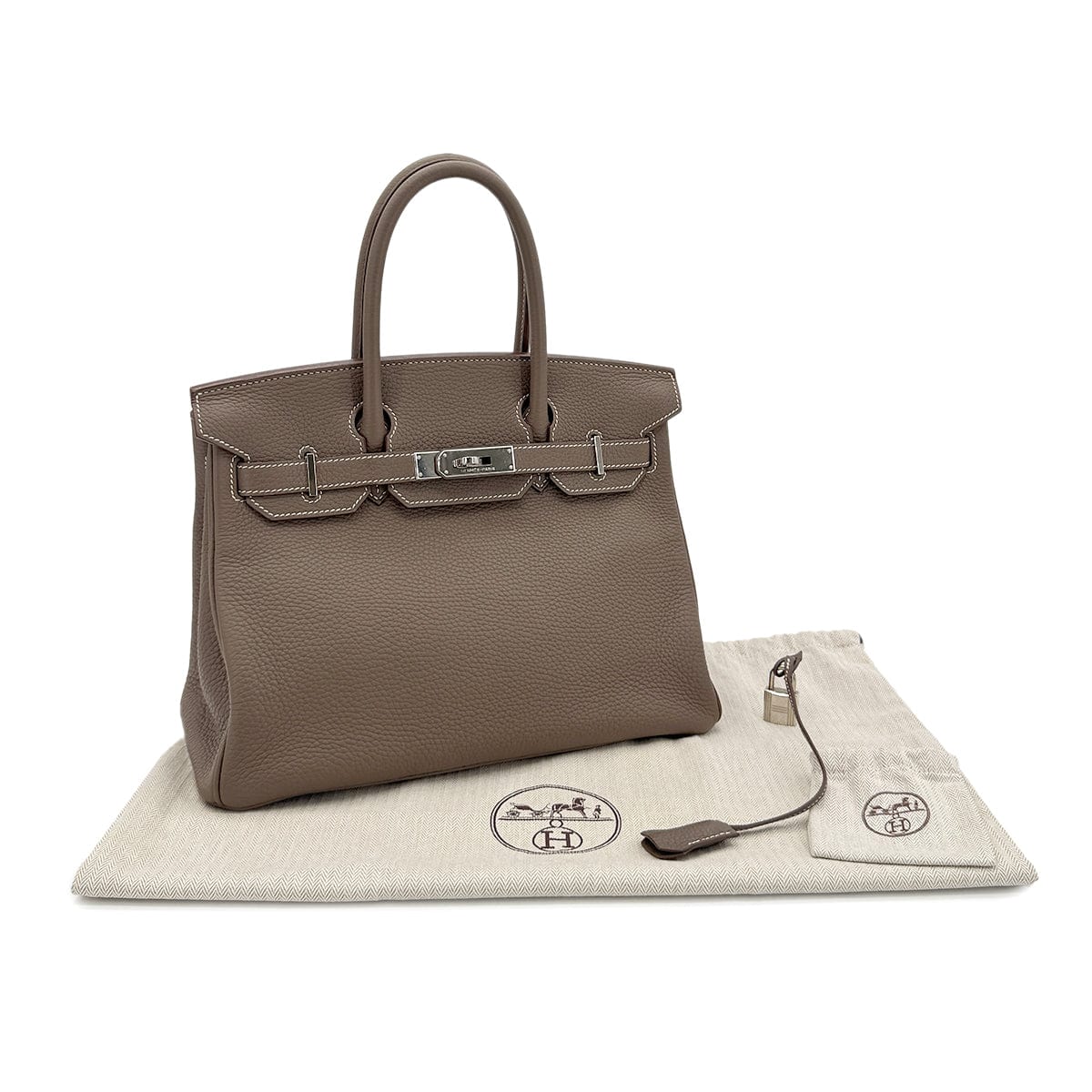 Luxury Promise Japan HERMES BIRKIN 30 ETOUPE TAURILLON CLEMENCE HAND BAG □R SHW 90281823