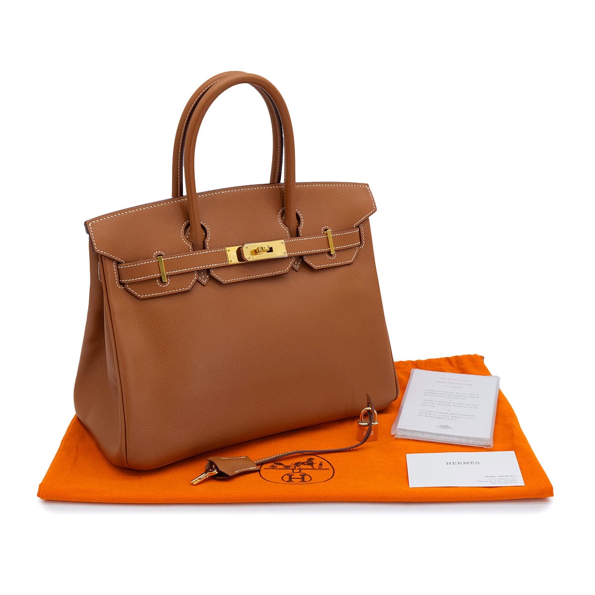 Luxury Promise Japan HERMES BIRKIN 30 GOLD VEAU EPSOM HAND BAG 2006 SQUARE J GOLD HARDWARE 90324623