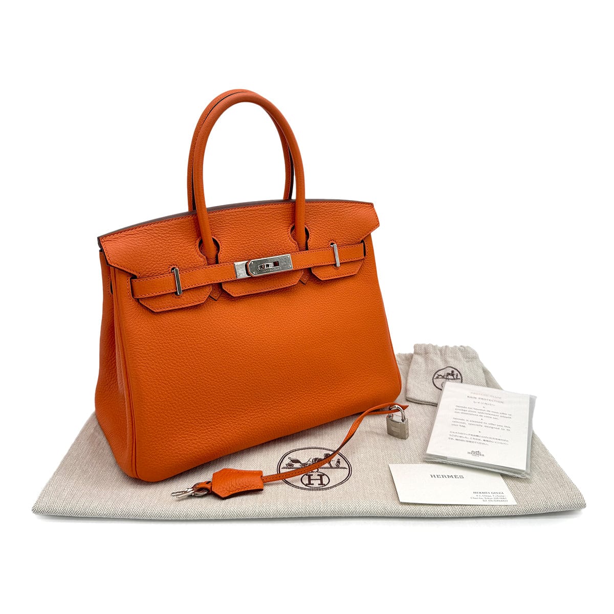 Luxury Promise Japan HERMES BIRKIN 30 ORANGE TOGO HAND BAG □N PALLADIUM HARDWARE 90308975