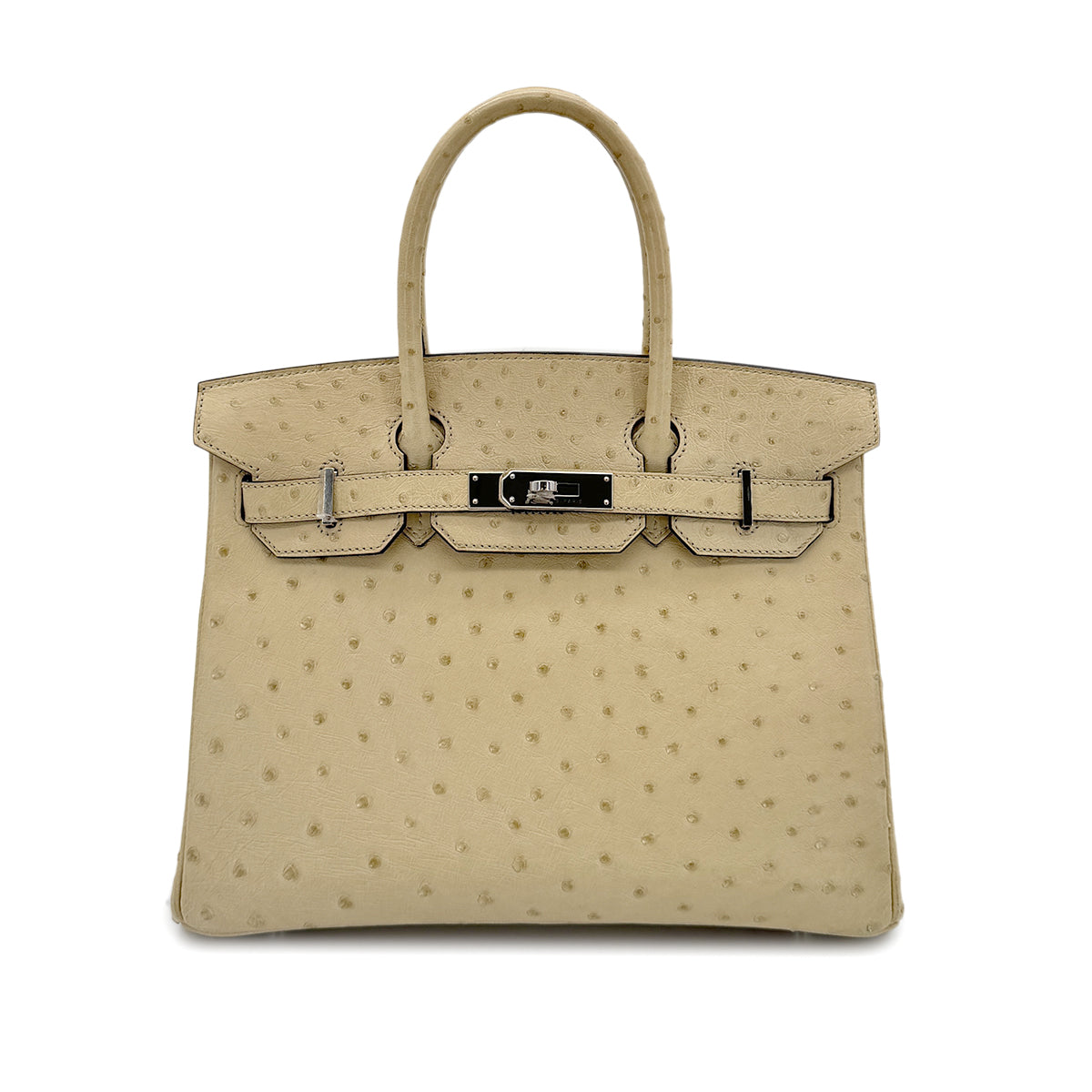 Luxury Promise Japan HERMES BIRKIN 30 PARCHEMIN OSTRICH HAND BAG X PALLADIUM HARDWARE 90283596
