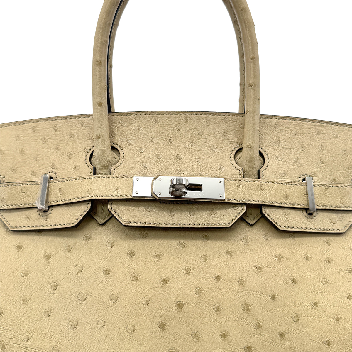 Luxury Promise Japan HERMES BIRKIN 30 PARCHEMIN OSTRICH HAND BAG X PALLADIUM HARDWARE 90283596