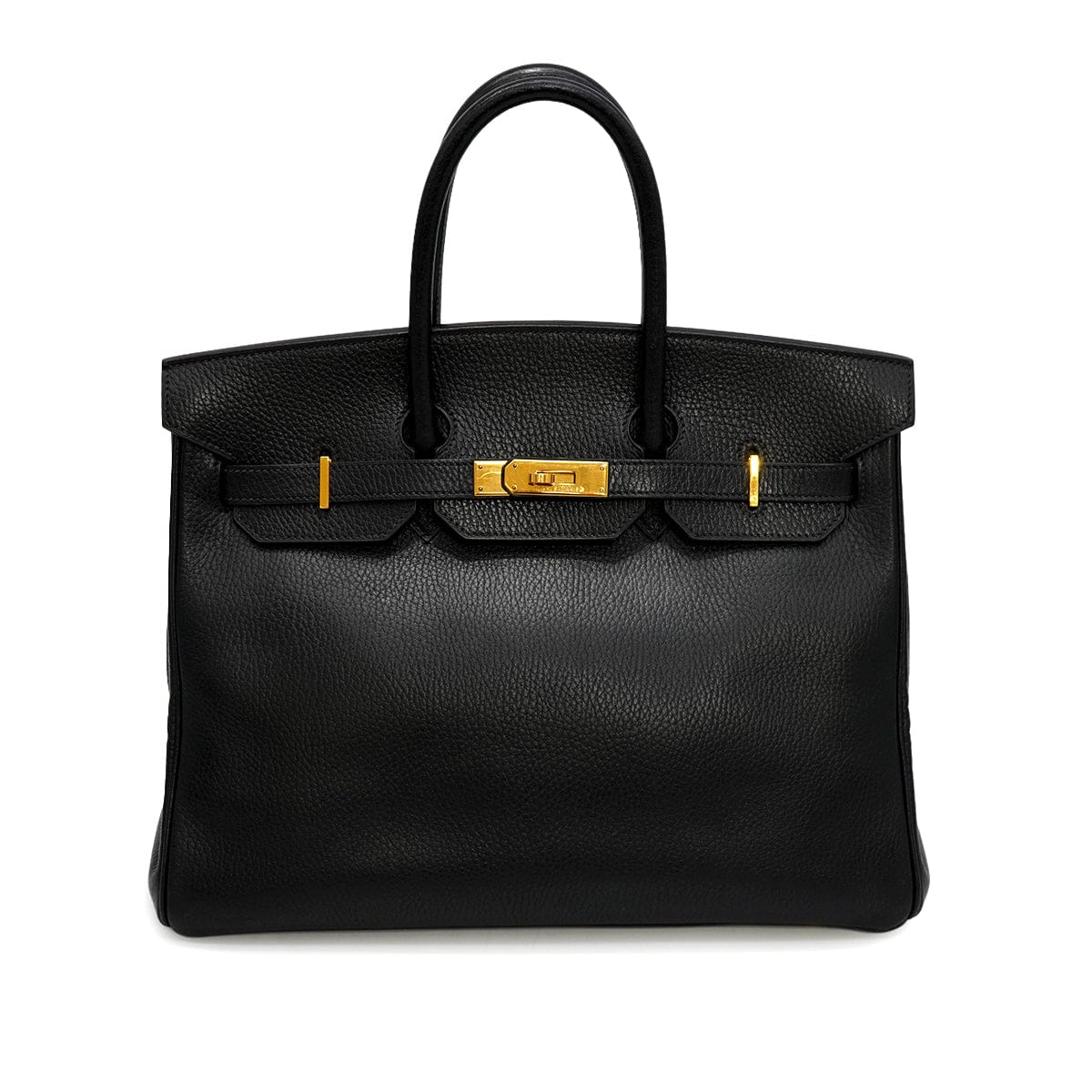 Luxury Promise Japan HERMES BIRKIN 35 BLACK ARDENNES HAND BAG 1997 SQUARE A GOLD HARDWARE 90345057