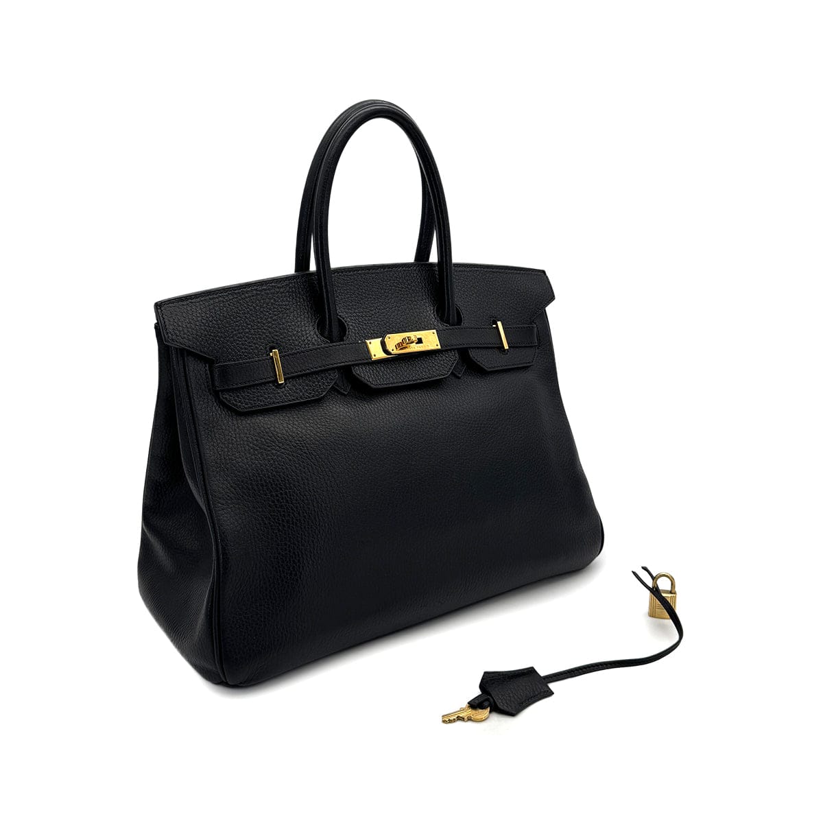 Luxury Promise Japan HERMES BIRKIN 35 BLACK ARDENNES HAND BAG 1998 SQUARE B GOLD HARDWARE 90318615