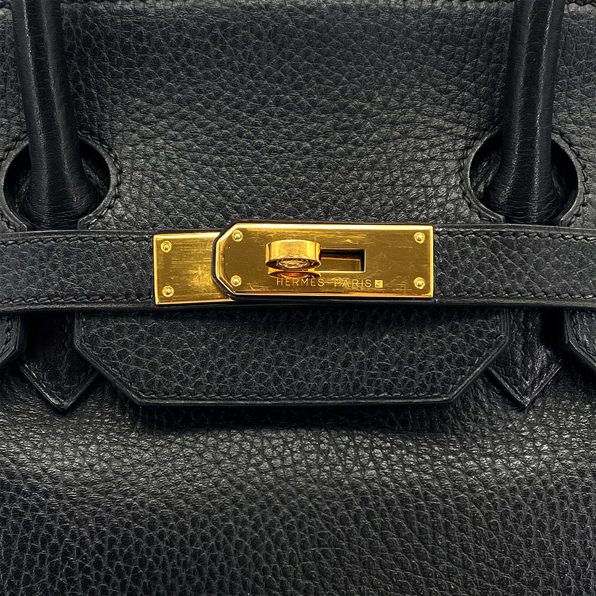 Luxury Promise Japan HERMES BIRKIN 35 BLACK ARDENNES HAND BAG 1999 SQUARE C GOLD HARDWARE 90327307