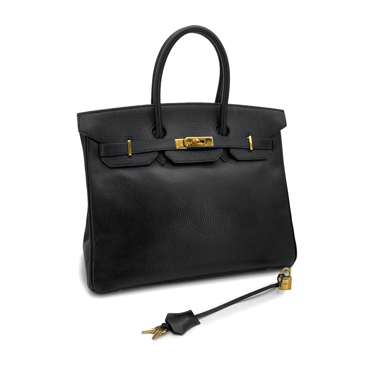 Luxury Promise Japan HERMES BIRKIN 35 BLACK ARDENNES HAND BAG 1999 SQUARE C GOLD HARDWARE 90327307