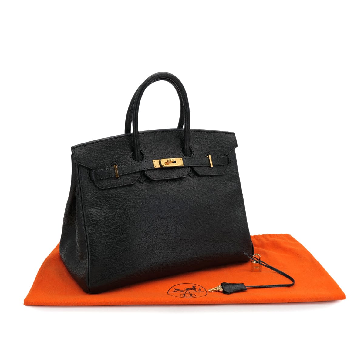 Luxury Promise Japan HERMES BIRKIN 35 BLACK ARDENNES HAND BAG 2002 SQUARE F GOLD HARDWARE 90323088