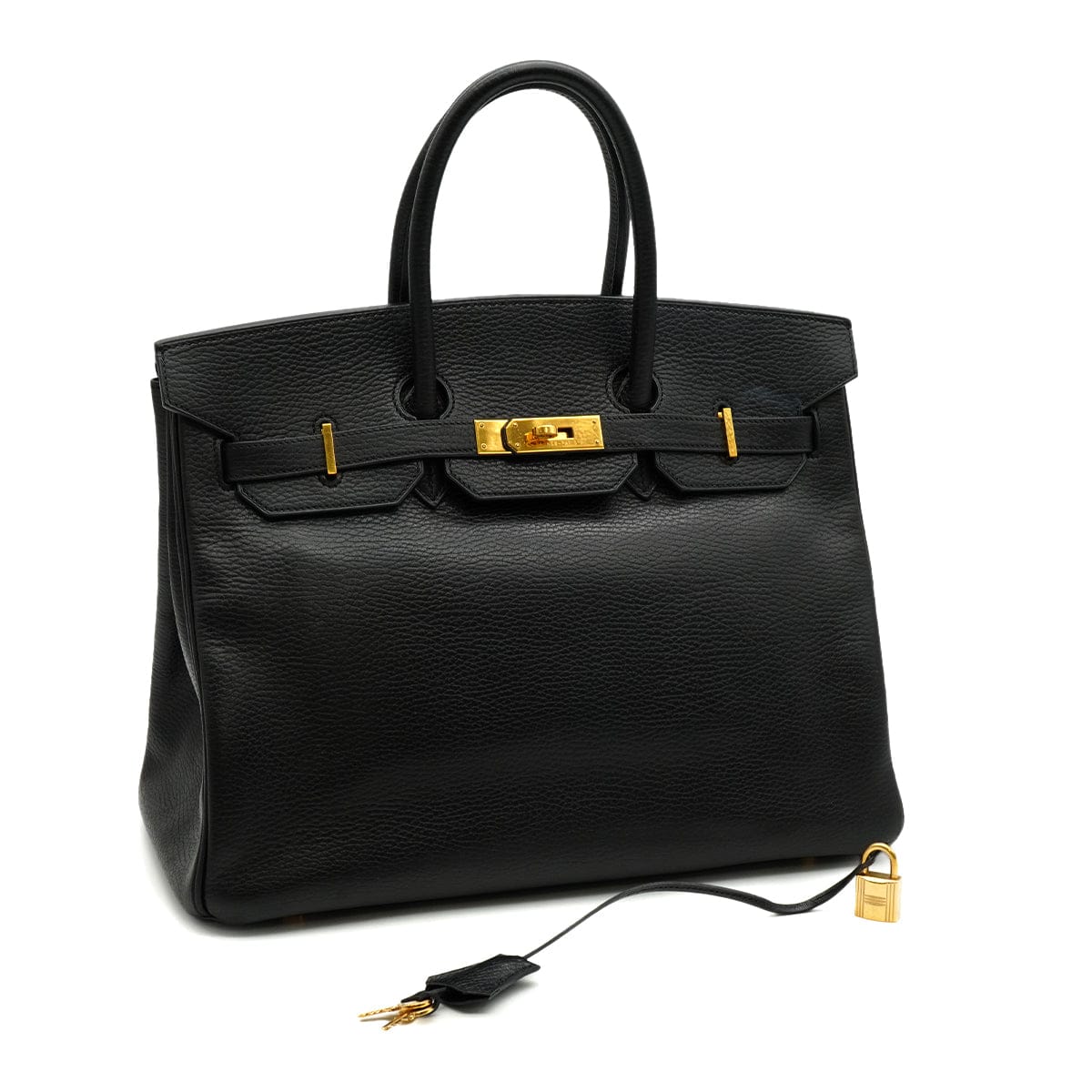 Luxury Promise Japan HERMES BIRKIN 35 BLACK ARDENNES HAND BAG 2002 SQUARE F GOLD HARDWARE 90328122