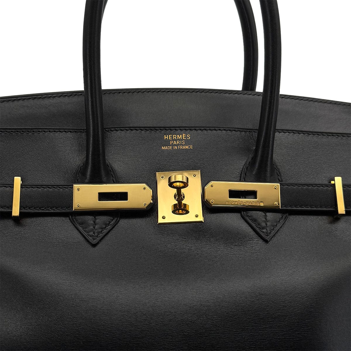 Luxury Promise Japan HERMES BIRKIN 35 BLACK BOXCALF HAND BAG 2002 SQUARE F GOLD HARDWARE 90314885