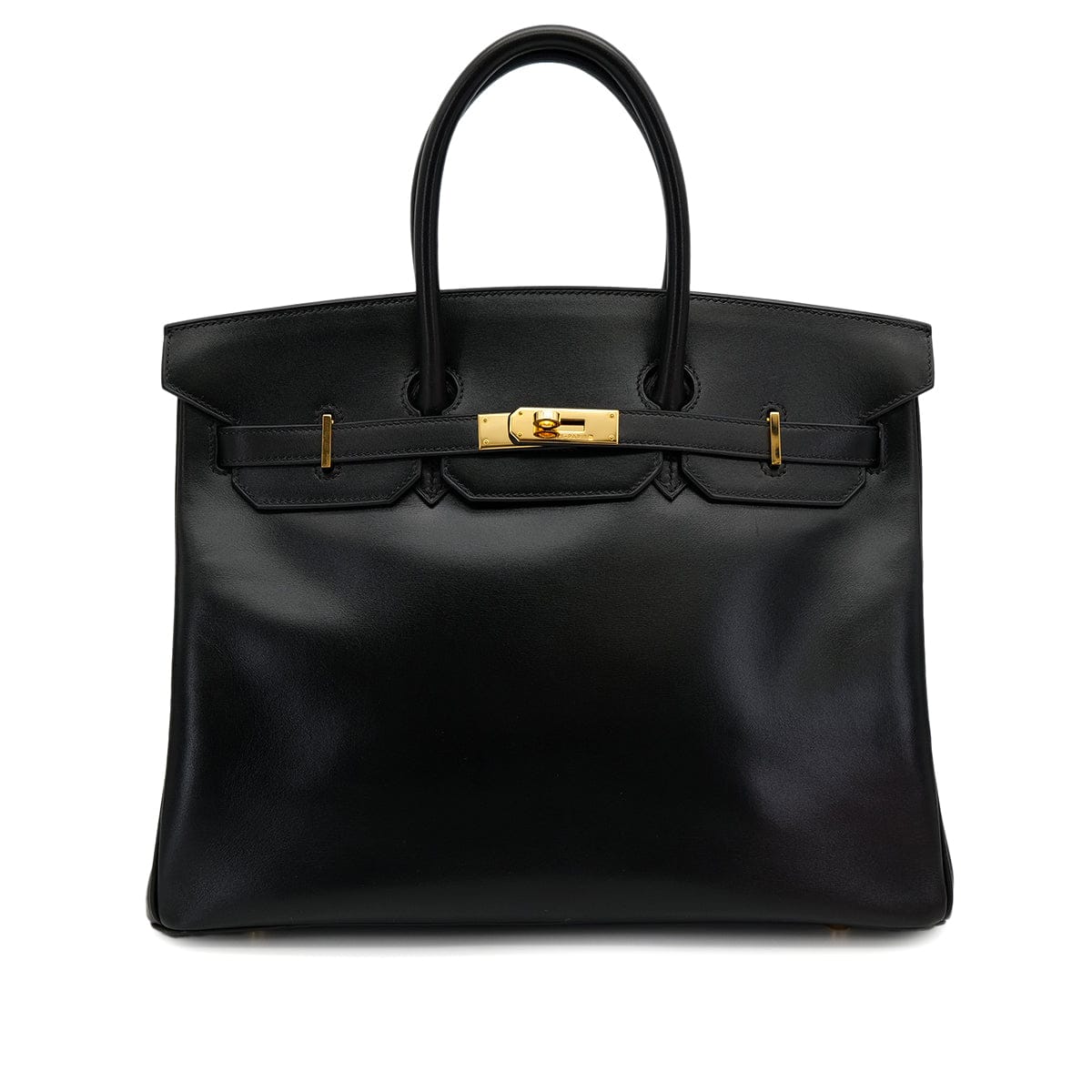 Luxury Promise Japan HERMES BIRKIN 35 BLACK BOXCALF HAND BAG 2002 SQUARE F GOLD HARDWARE 90314885