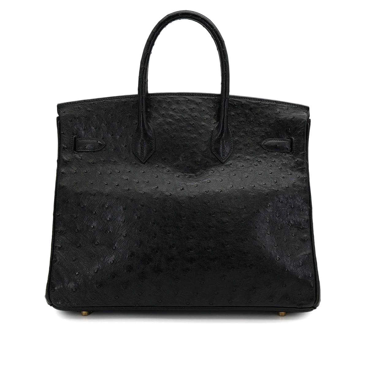 Luxury Promise Japan HERMES BIRKIN 35 BLACK OSTRICH HAND BAG 1997 SQUARE A GOLD HARDWARE 90324742