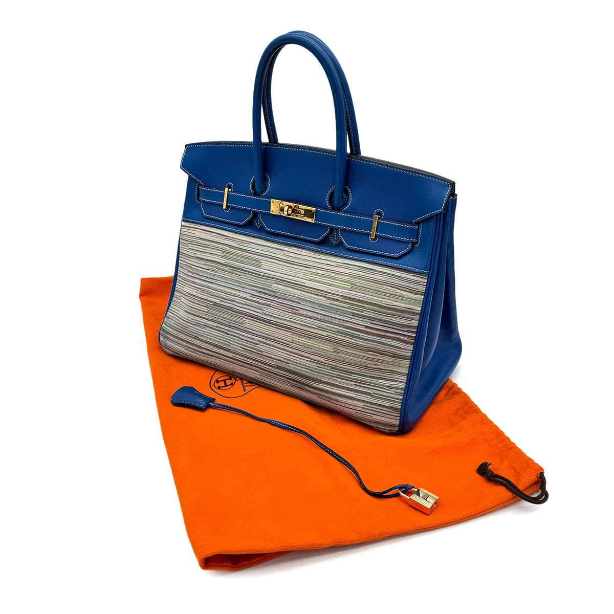 Luxury Promise Japan HERMES BIRKIN 35 BLUE FRANCE VEAU GULLIVER VIBRATO HAND BAG 2002 SQUARE F GOLD HARDWARE 90319534