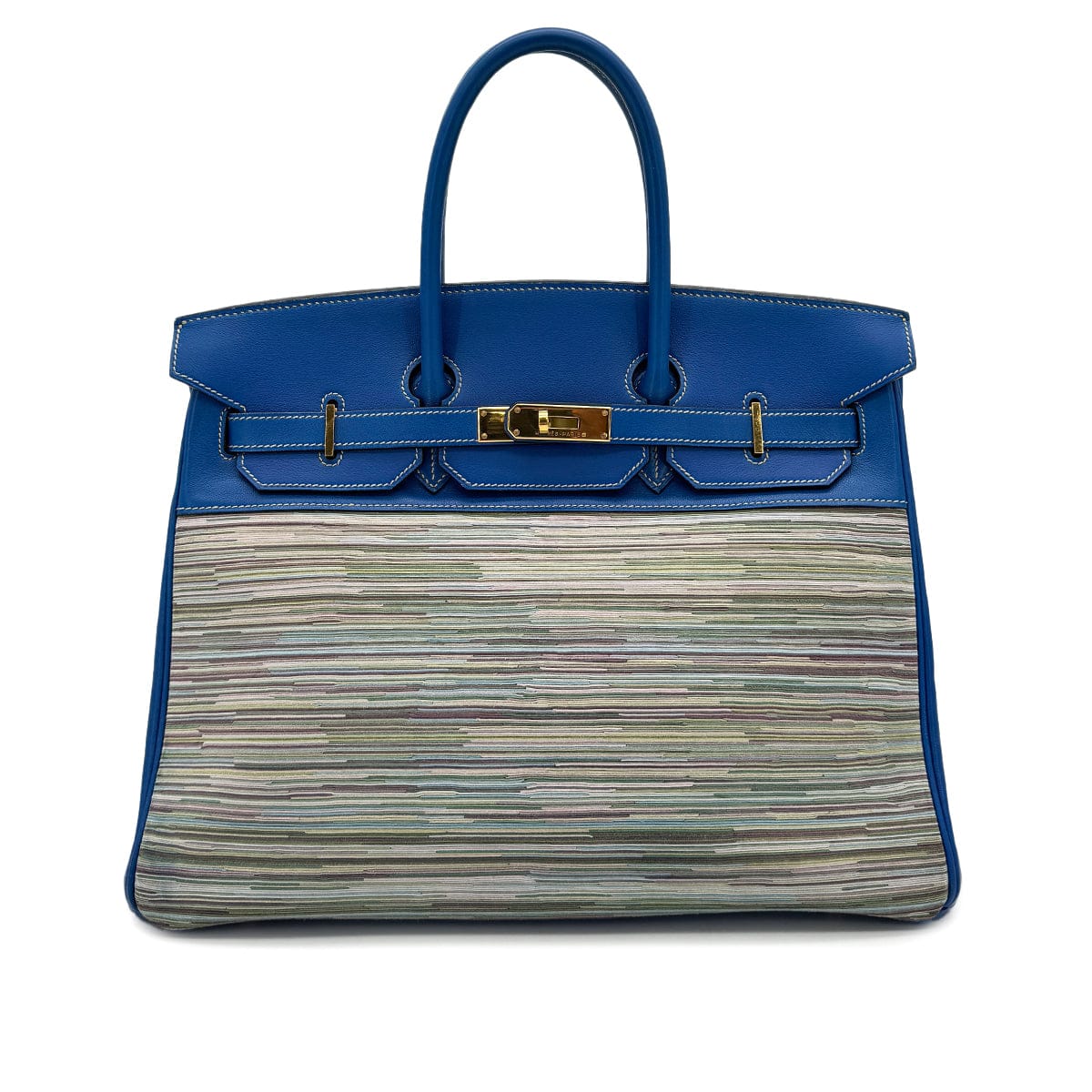 Luxury Promise Japan HERMES BIRKIN 35 BLUE FRANCE VEAU GULLIVER VIBRATO HAND BAG 2002 SQUARE F GOLD HARDWARE 90319534