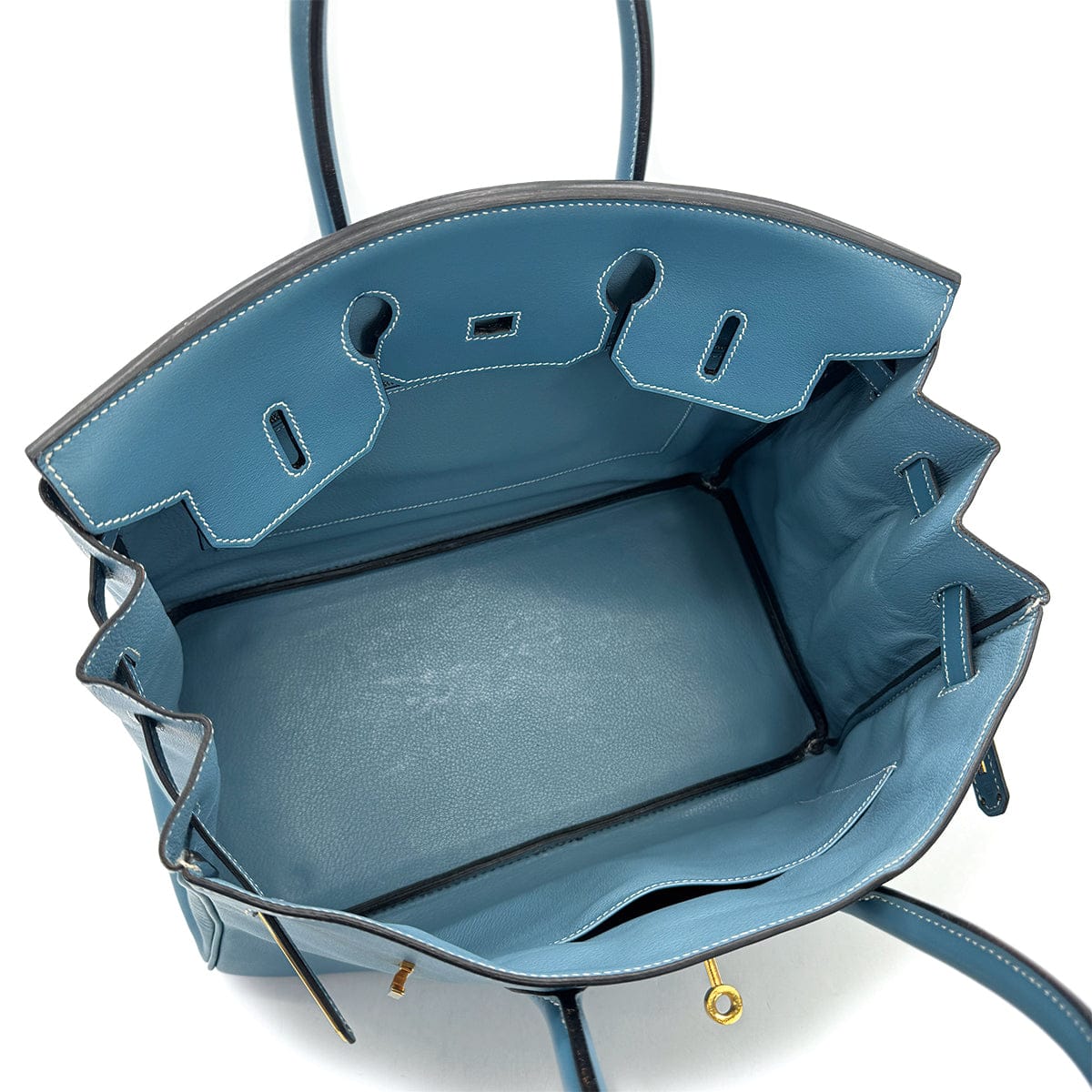Luxury Promise Japan HERMES BIRKIN 35 BLUE JEAN SWIFT HAND BAG □B GOLD HARDWARE 90309820