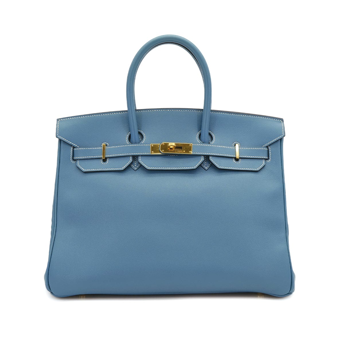 Luxury Promise Japan HERMES BIRKIN 35 BLUE JEAN SWIFT HAND BAG □B GOLD HARDWARE 90309820