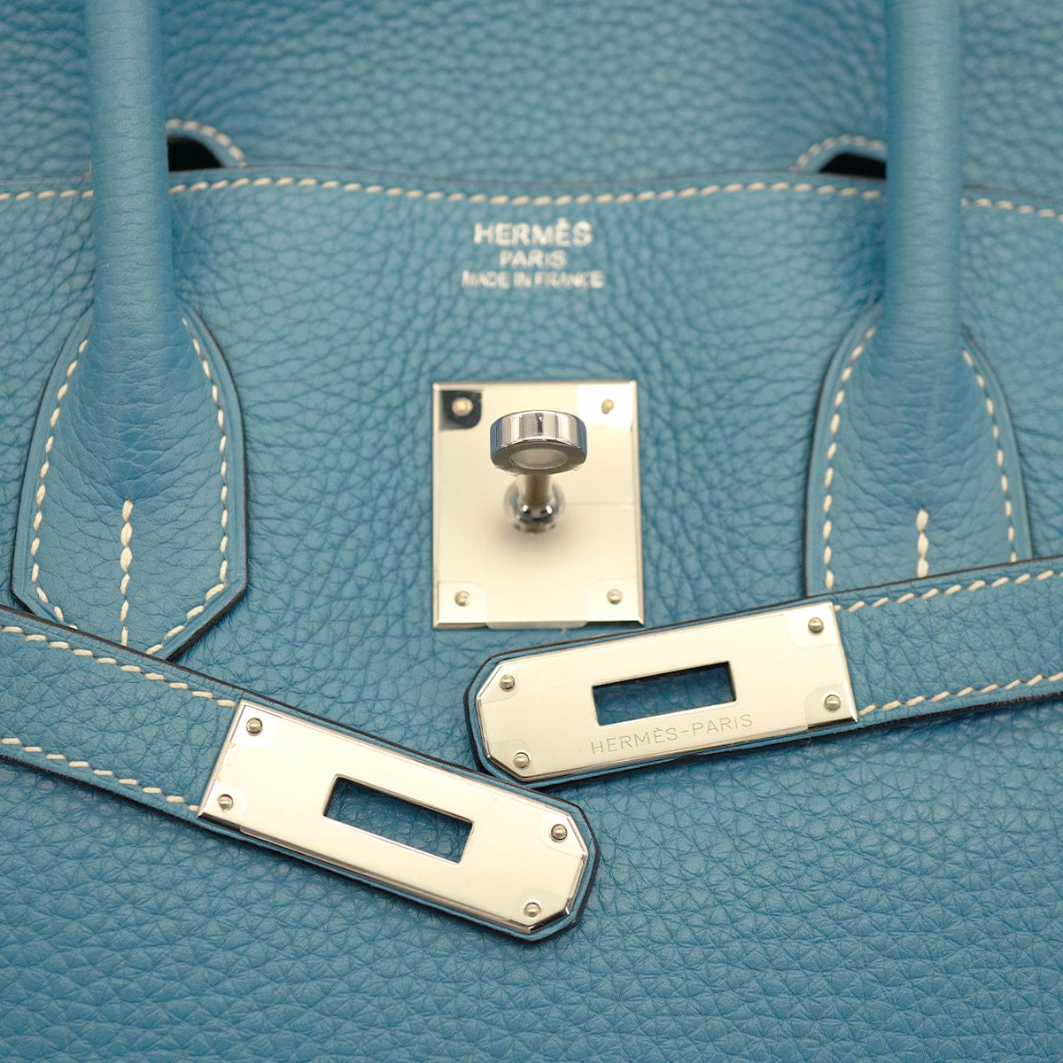 Luxury Promise Japan HERMES BIRKIN 35 BLUE JEAN TAURILLON CLEMENCE HAND BAG 2010 SQUARE N PALLADIUM HARDWARE 90331806