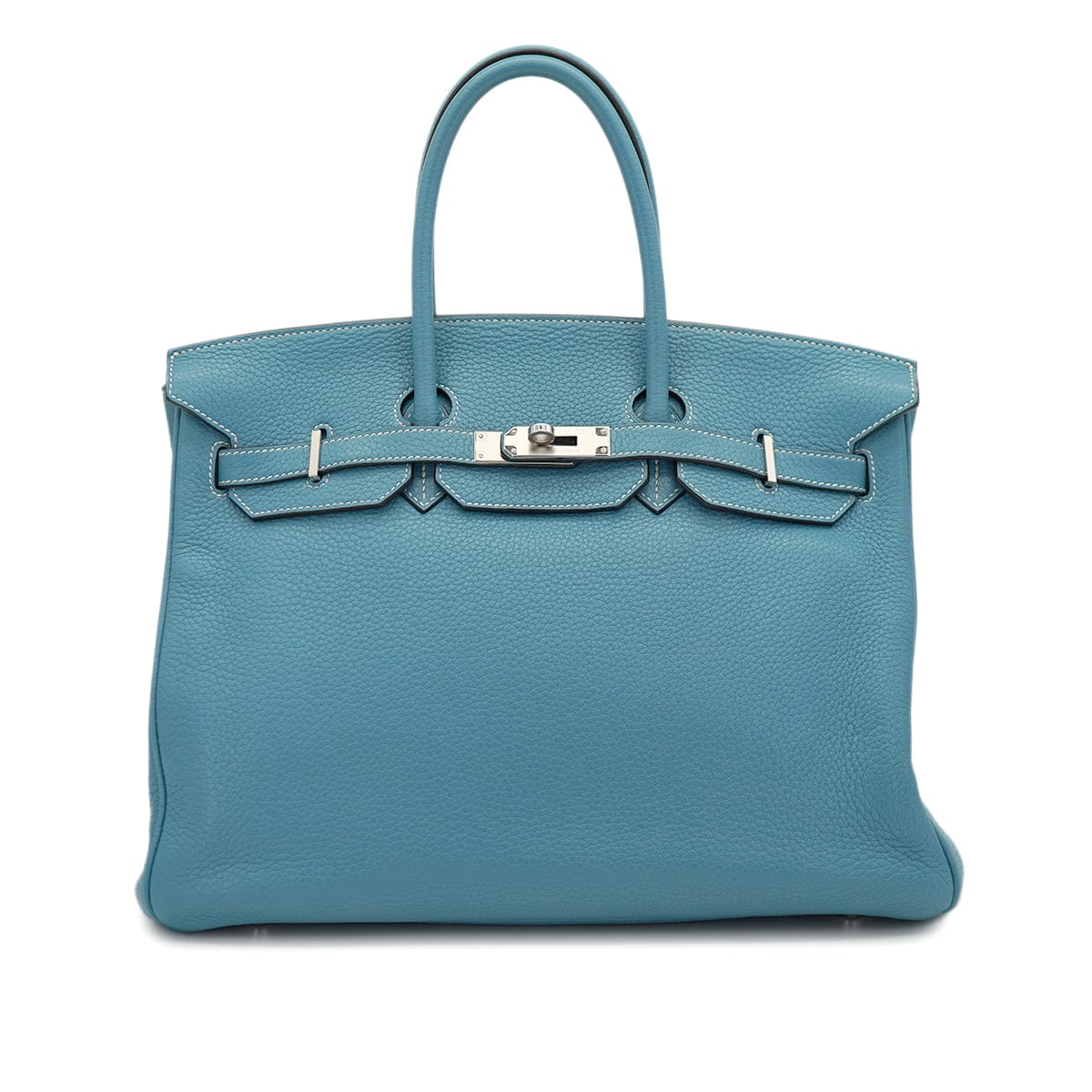 Luxury Promise Japan HERMES BIRKIN 35 BLUE JEAN TAURILLON CLEMENCE HAND BAG 2010 SQUARE N PALLADIUM HARDWARE 90331806