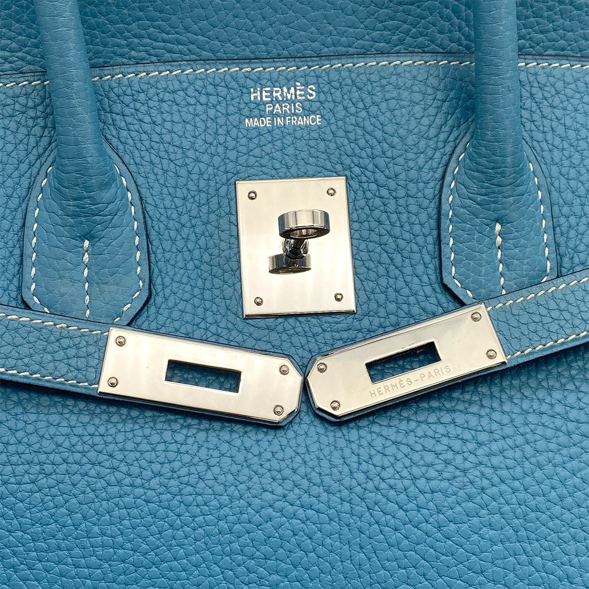 Luxury Promise Japan HERMES BIRKIN 35 BLUE JEAN TOGO HAND BAG 2004 SQUARE H PALLADIUM HARDWARE 90317897