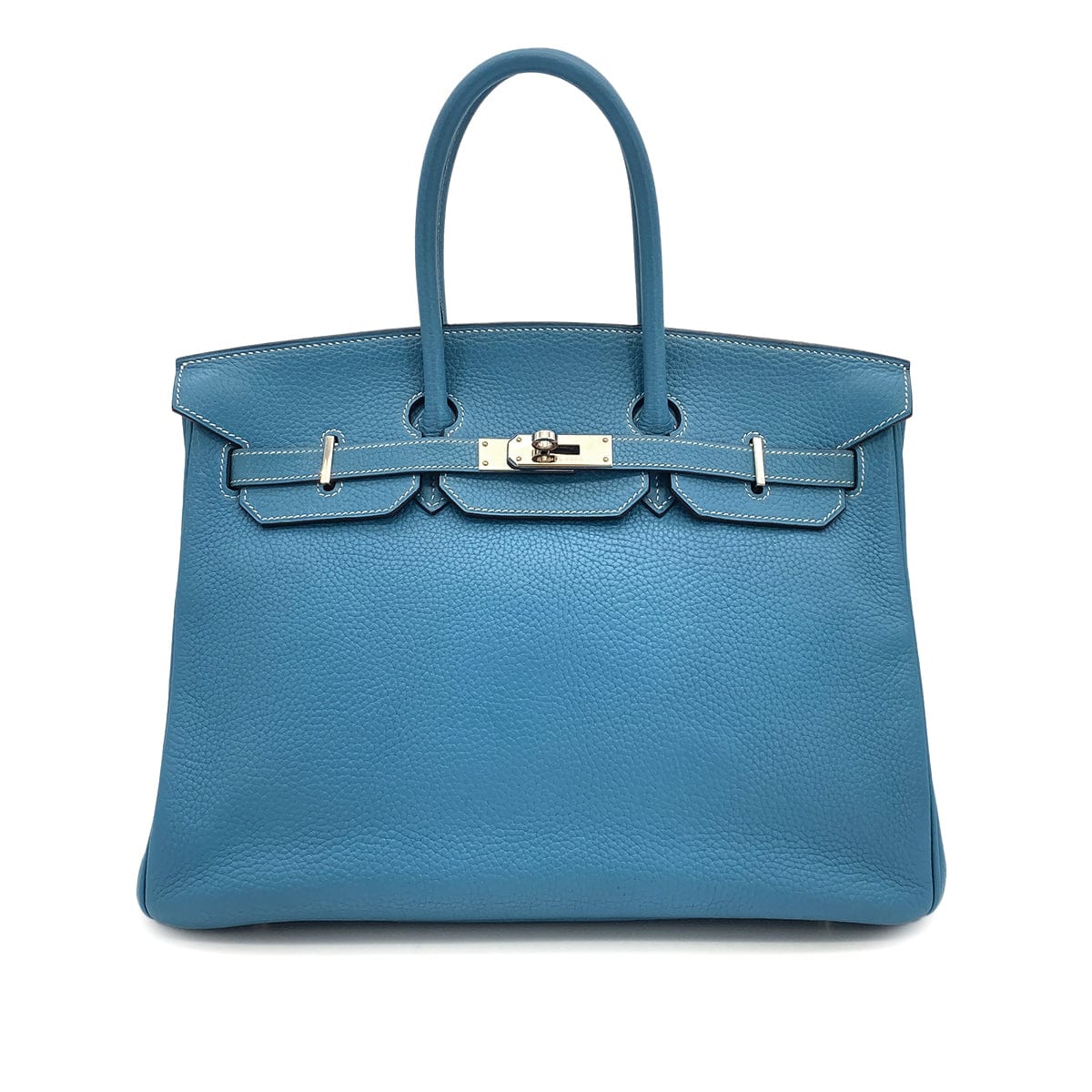 Luxury Promise Japan HERMES BIRKIN 35 BLUE JEAN TOGO HAND BAG 2004 SQUARE H PALLADIUM HARDWARE 90317897