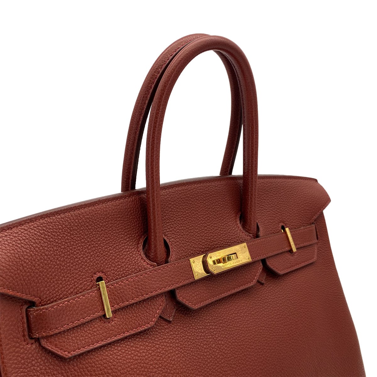 Luxury Promise Japan HERMES BIRKIN 35 BRICK TOGO HAND BAG 2004 SQUARE H GOLD HARDWARE 90311047
