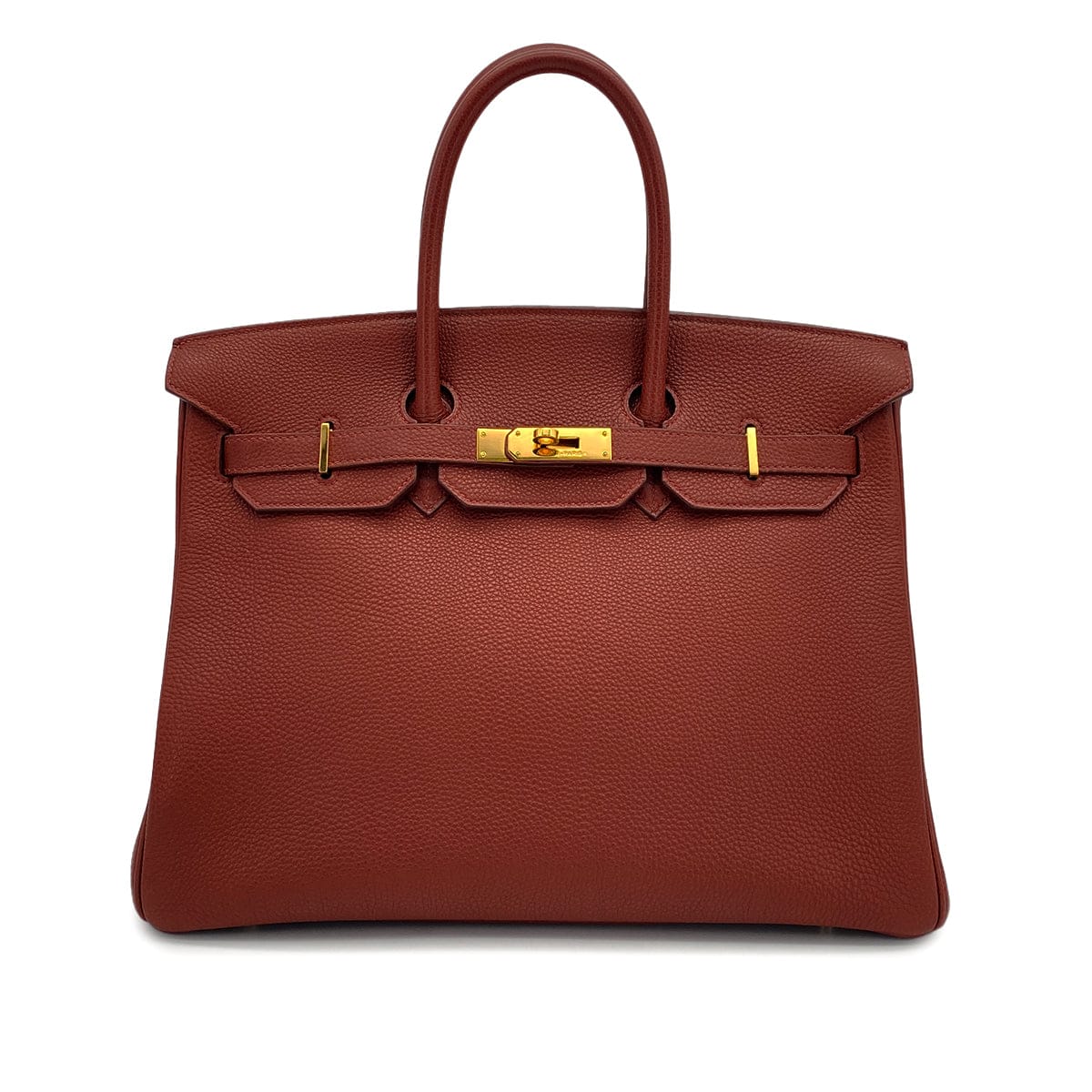 Luxury Promise Japan HERMES BIRKIN 35 BRICK TOGO HAND BAG 2004 SQUARE H GOLD HARDWARE 90311047