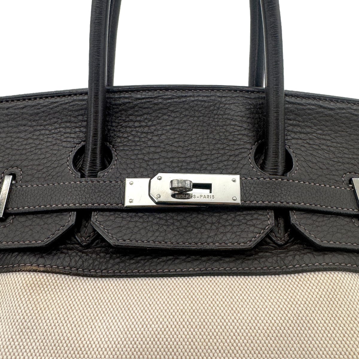 Luxury Promise Japan HERMES BIRKIN 35 EBENE TAURILLON CLEMENCE TOILE H HAND BAG □E SHW 90274430