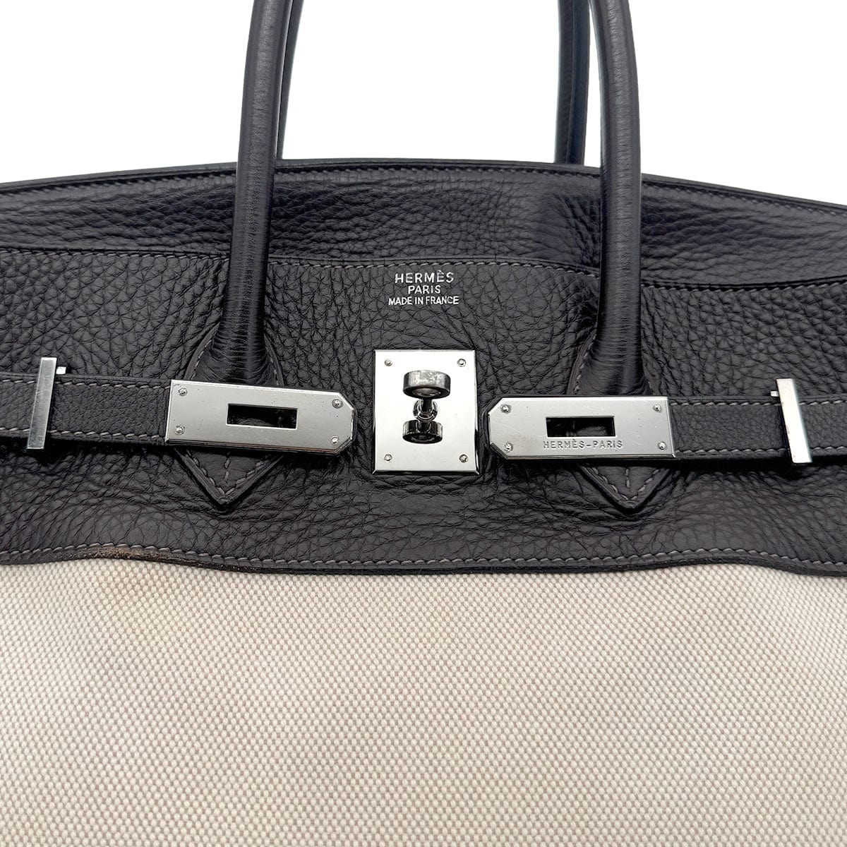 Luxury Promise Japan HERMES BIRKIN 35 EBENE TAURILLON CLEMENCE TOILE H HAND BAG □E SHW 90274430