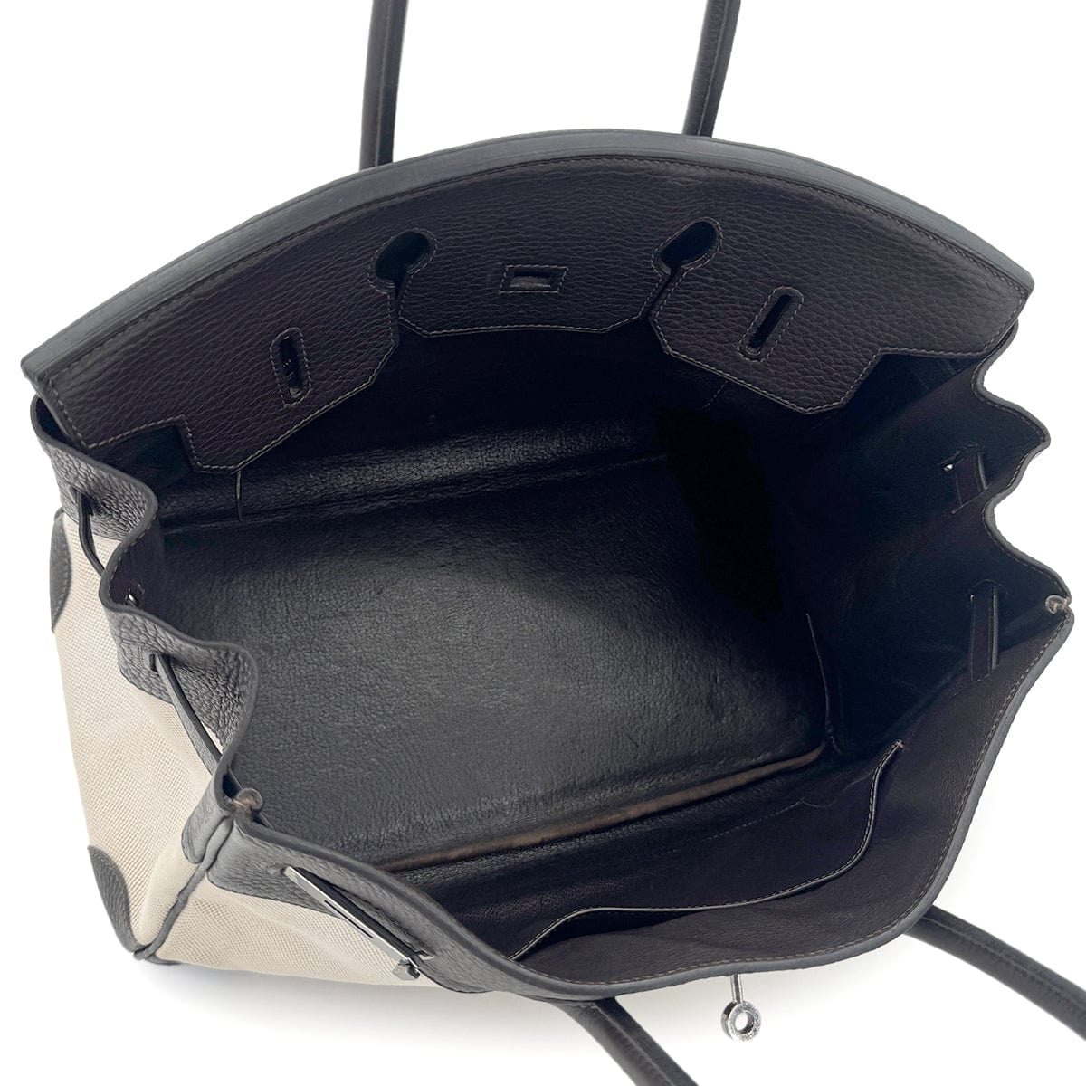 Luxury Promise Japan HERMES BIRKIN 35 EBENE TAURILLON CLEMENCE TOILE H HAND BAG □E SHW 90274430