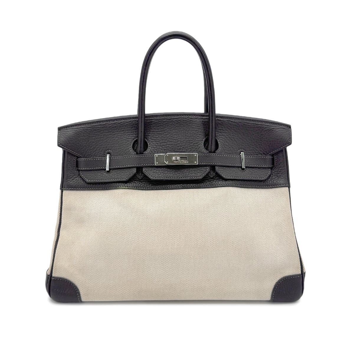 Luxury Promise Japan HERMES BIRKIN 35 EBENE TAURILLON CLEMENCE TOILE H HAND BAG □E SHW 90274430