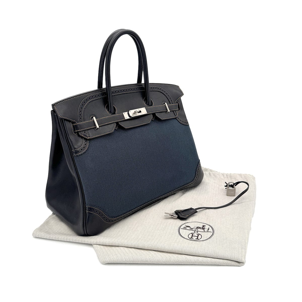 Luxury Promise Japan HERMES BIRKIN 35 GHILLIES BLACK DENIM FONC EVERCALF TOILE H HAND BAG □P SHW 90288489