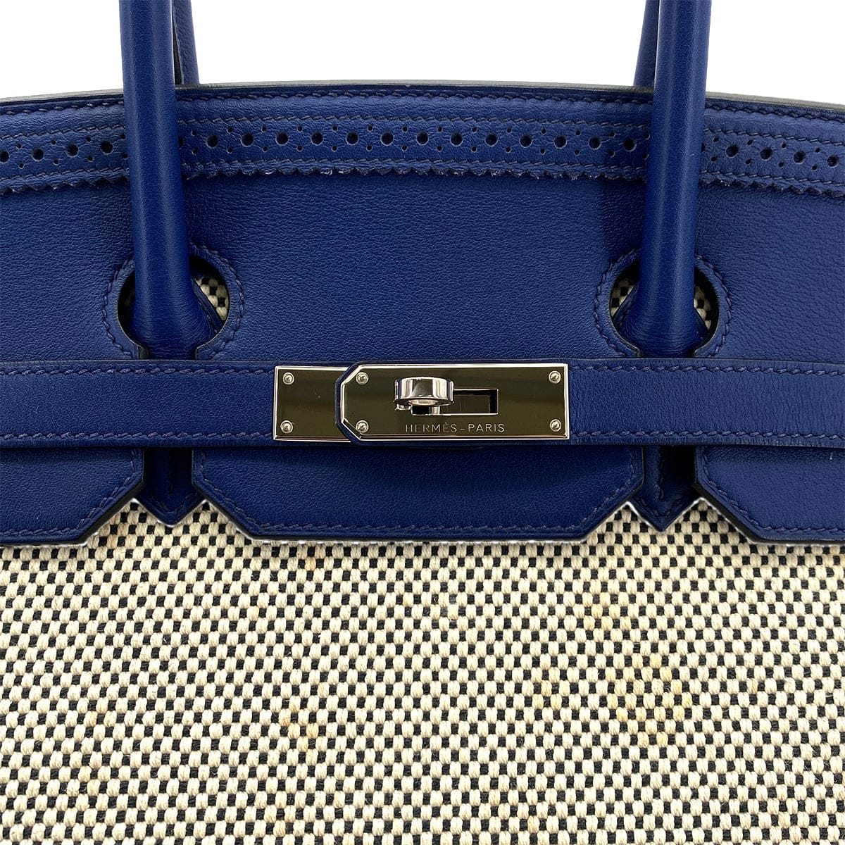 Luxury Promise Japan HERMES BIRKIN 35 GHILLIES BLUE SAPHIR SWIFT TOILE H HAND BAG R SHW 90301720