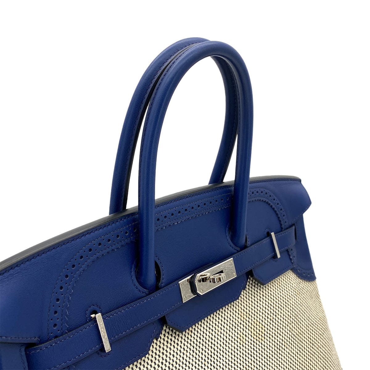 Luxury Promise Japan HERMES BIRKIN 35 GHILLIES BLUE SAPHIR SWIFT TOILE H HAND BAG R SHW 90301720