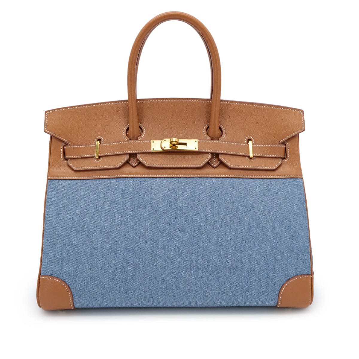 Luxury Promise Japan HERMES BIRKIN 35 GOLD BLUE VEAU GULLIVER TOILET JEAN HAND BAG □B GHW 90304977