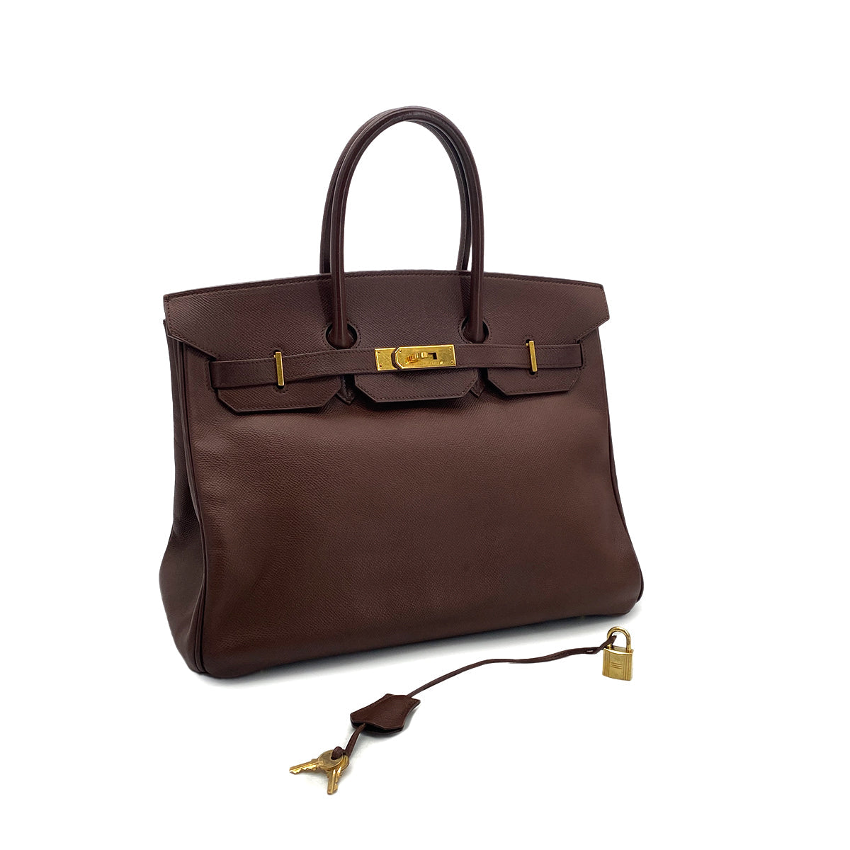 Luxury Promise Japan HERMES BIRKIN 35 HABANA COURCHEVEL HAND BAG □A GHW 90301723