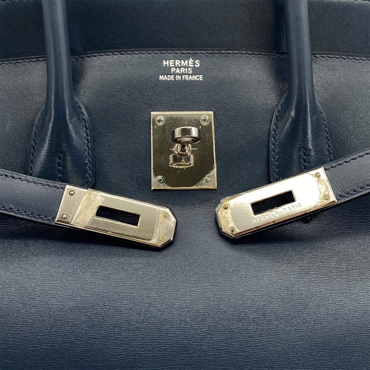 Luxury Promise Japan HERMES BIRKIN 35 NAVY BOX CALF HAND BAG 2001 SQUARE E PALLADIUM HARDWARE 90324143