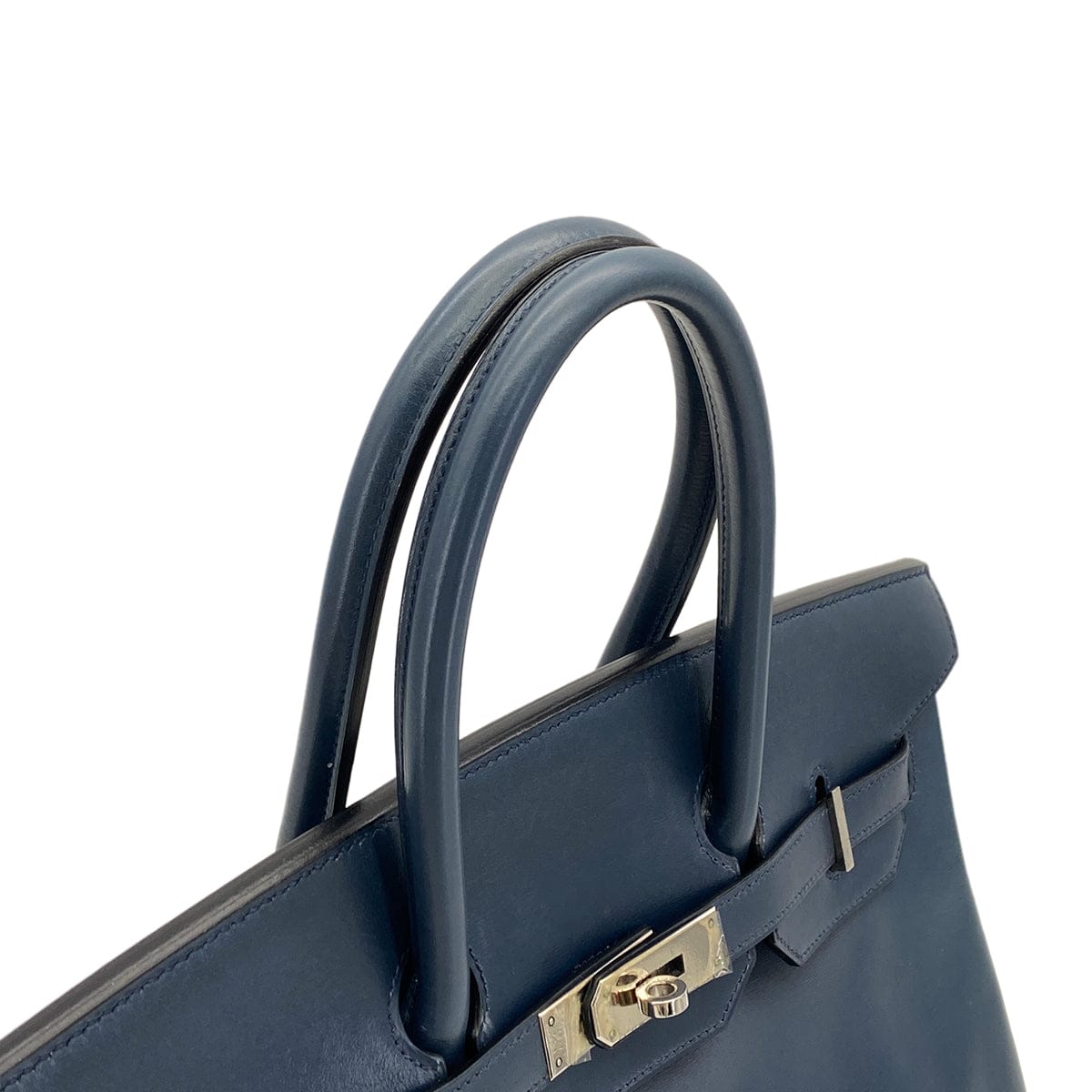 Luxury Promise Japan HERMES BIRKIN 35 NAVY BOX CALF HAND BAG 2001 SQUARE E PALLADIUM HARDWARE 90324143