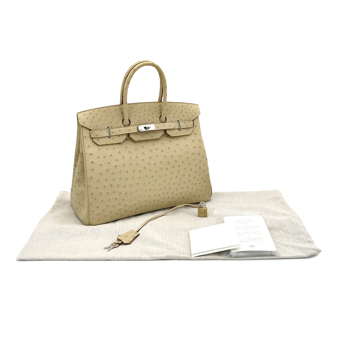Luxury Promise Japan HERMES BIRKIN 35 PARCHEMIN OSTRICH HAND BAG □P SHW 90283469