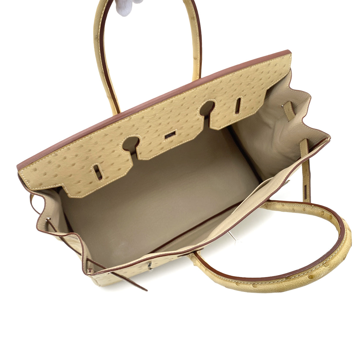 Luxury Promise Japan HERMES BIRKIN 35 PARCHEMIN OSTRICH HAND BAG □P SHW 90283469